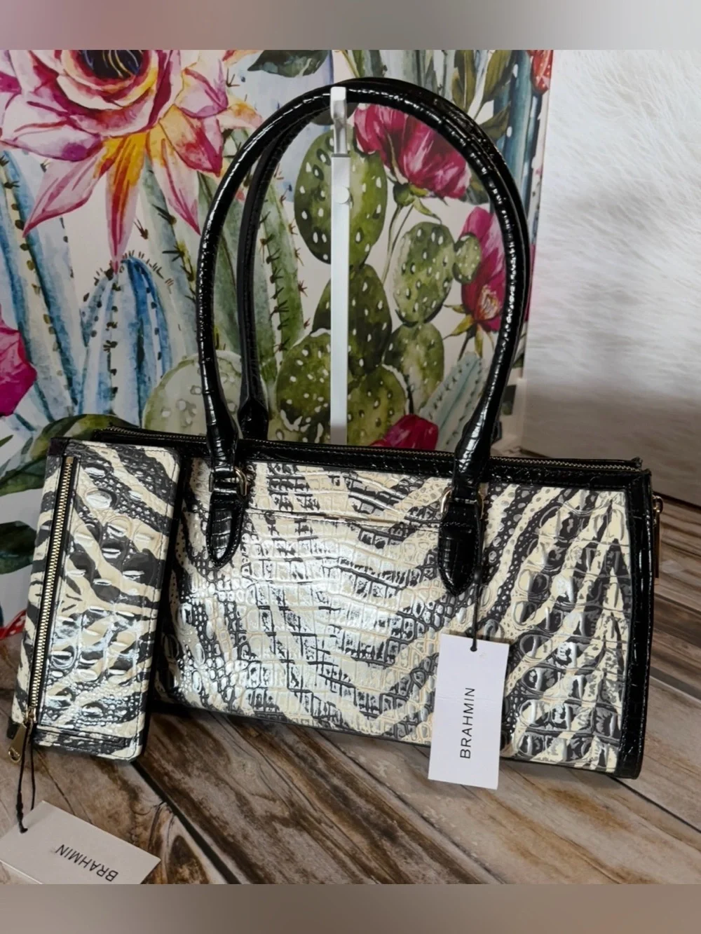 Brahmin Melbourne Collection Sophia Everlasting Encore Satchel Bag & Ady Wallet